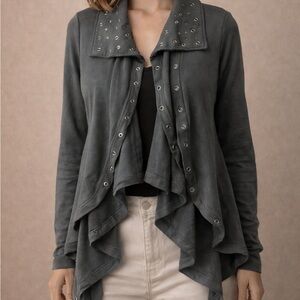We The Free by Free People Studded Collar Jacket Women Medium Asymmetrical Boho